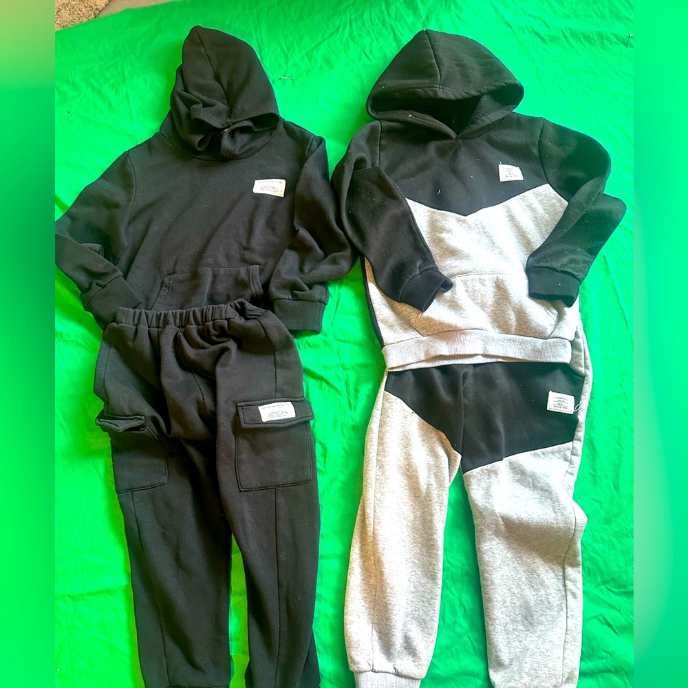 Boys size 7 Black and Gray Jogger Sets